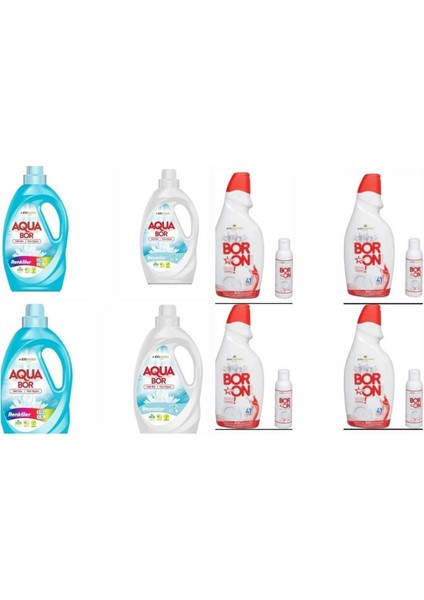 Boron Sıvı Çamaşır Deterjanı 4 Adet Renkli ve Beyazlar 4 Adet Bulaşık Makine 4 Parlatıcı