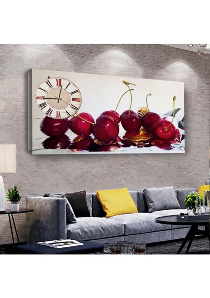 Kiraz Meyve 120 X 60 Saatli Kanvas Tablo