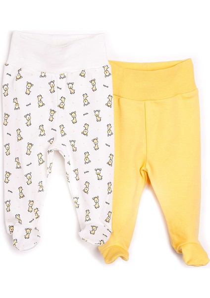 Yenidoğan Geniş Bel Zürafa Desenli 2li Patikli Alt Erkek Bebek