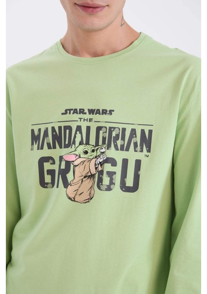 Star Wars-Mandalorian Pijama Takımı Regular Fit Uzun Kollu Üst Beli Lastikli Uzun Alt D8221AX24WN