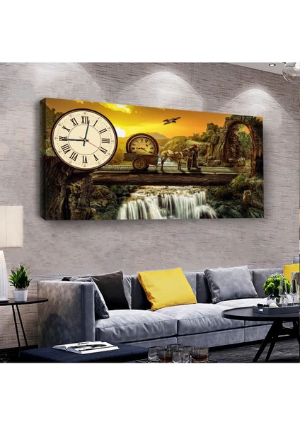 Zaman Taşıyıcı 100 X 50 Cm Saatli Kanvas Tablo
