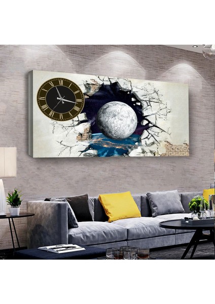 Dolunay Manzara 100 X 50 Cm Saatli Kanvas Tablo