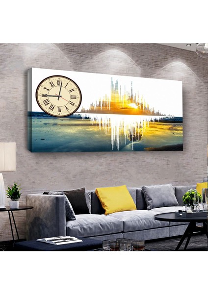 Gün Batımı Manzara 100 X 50 Cm Saatli Kanvas Tablo