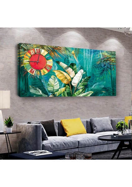 Bitki 100 X 50 Cm Saatli Kanvas Tablo