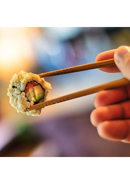 1 Çift Bambu Desenli Yıkanabilir Noodle Çubuğu , Kore Çin Bambu Chopsticks Yemek Çubuğu Sunum
