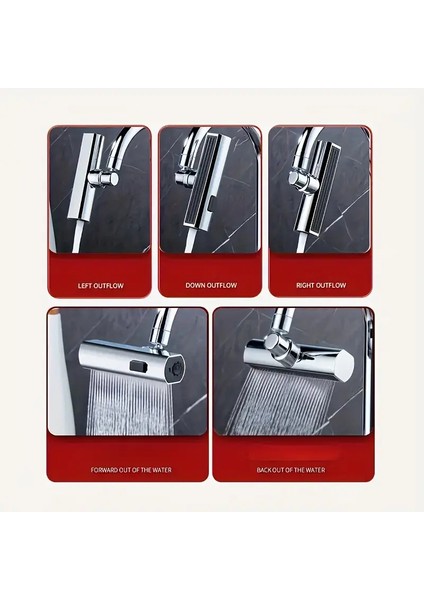 360 Derece Dönen 4 Fonksiyonlu Lüks Mutfak Lavabo Musluk Ucu Krom Renk fiyatları