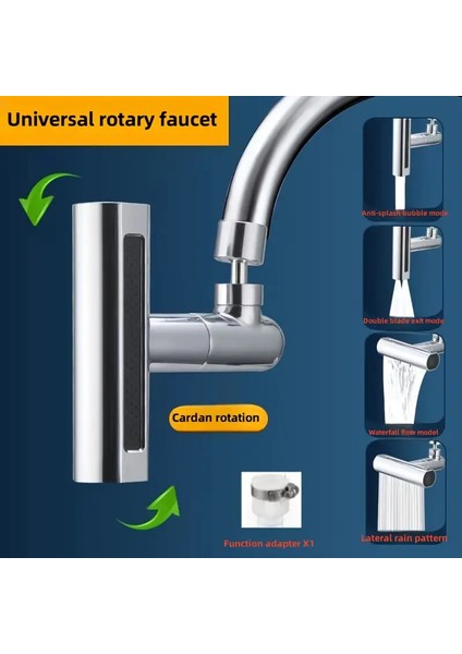 360 Derece Dönen 4 Fonksiyonlu Lüks Mutfak Lavabo Musluk Ucu Krom Renk fırsatları