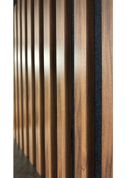 60 x 275 Ceviz Plus Akustik Duvar Paneli / Mdf / 4mm Keçe / 8mmçıta