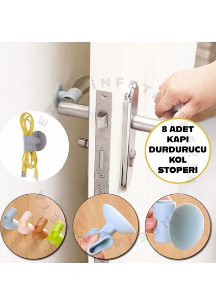 8 Adet Karışık Renk Kapı Güvenliği Kapı Stoperi, Kapı Durdurucu
