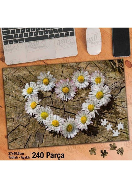 Asil Hobi Papatya - Kalp - Aşk -Sevgi - Doğa Yapboz - Ayak Destekli Çerçeveli 240 Parça Puzzle