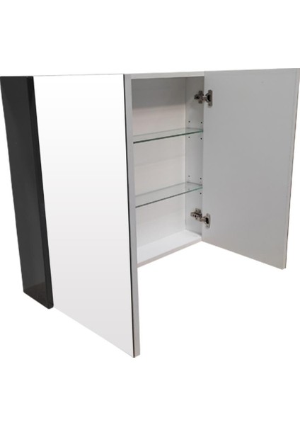 Lotus Banyo Dolabı 80 cm Lavabo Dahil Antrasit Çekmeceli Komple Mebran Mdf