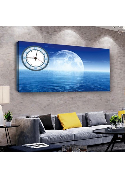 Dolunay Manzara 100 X 50 Cm Saatli Kanvas Tablo