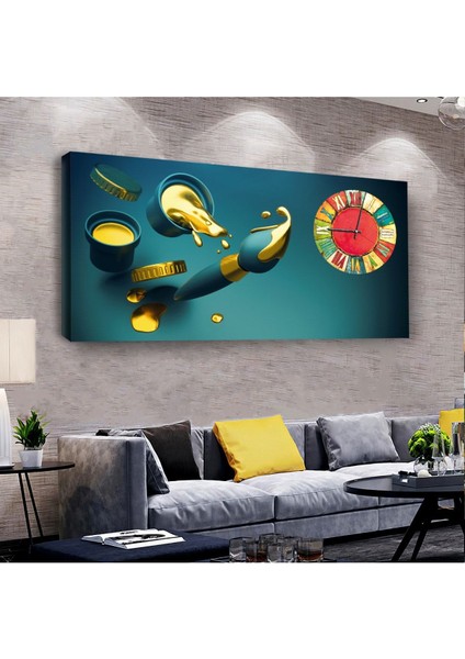 Boya Fırça 100 X 50 Cm Saatli Kanvas Tablo