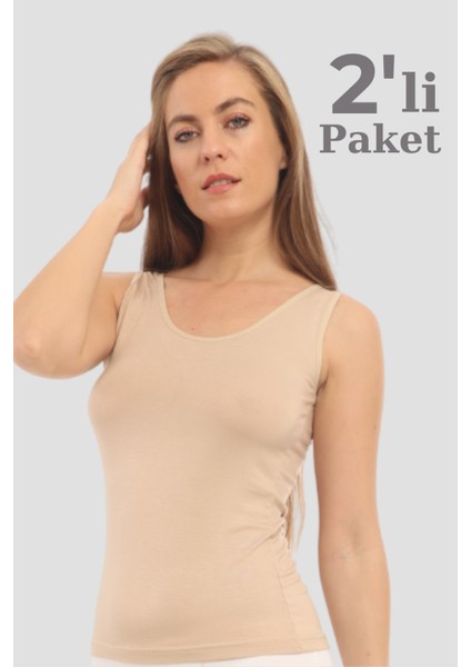 2'li Paket Ten Kadın Bambu Kalın Askılı Atlet