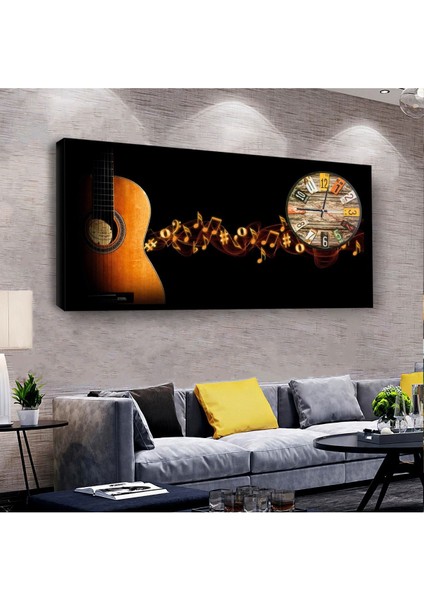 Gitar 100 X 50 Cm Saatli Kanvas Tablo