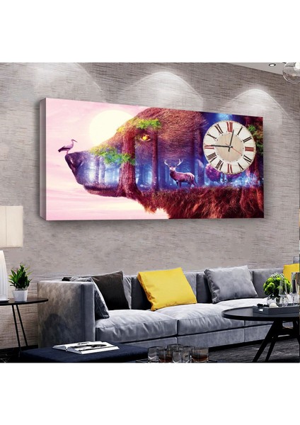 Orman 100 X 50 Cm Saatli Kanvas Tablo