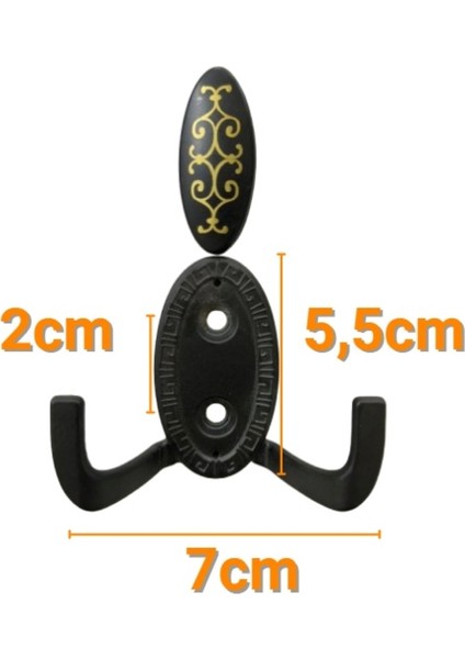 5 Adet Metal Vestiyer Askılığı - Mat Siyah, Desenli, Dayanıklı, Elbise ve Mobilya Askılığı