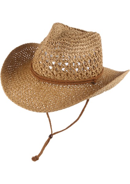 Erkekler ve Kadınlar Için El Yapımı Hasır Şapka Yaz Açık Hava Seyahat Güneş Şapkası Örgü Içi Boş Nefes Alabilen Plaj Şapkası (Yurt Dışından)