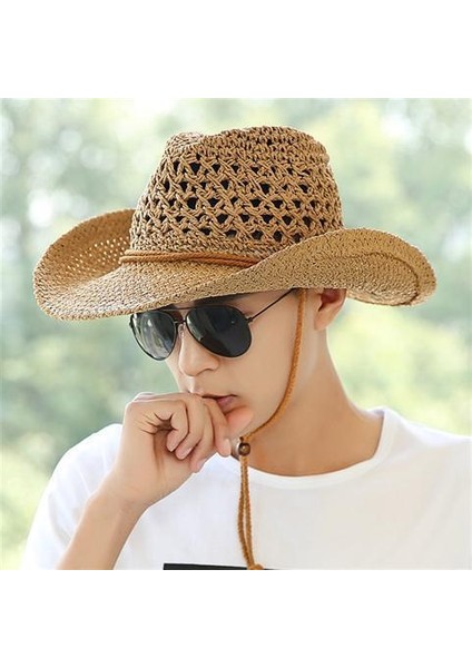 Erkekler ve Kadınlar Için El Yapımı Hasır Şapka Yaz Açık Hava Seyahat Güneş Şapkası Örgü Içi Boş Nefes Alabilen Plaj Şapkası (Yurt Dışından) modelleri