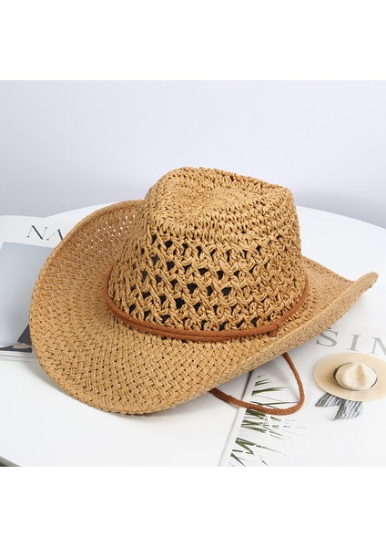 Erkekler ve Kadınlar Için El Yapımı Hasır Şapka Yaz Açık Hava Seyahat Güneş Şapkası Örgü Içi Boş Nefes Alabilen Plaj Şapkası (Yurt Dışından) fırsatları