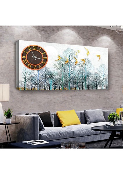 Orman Manzara 100 X 50 Cm Saatli Kanvas Tablo
