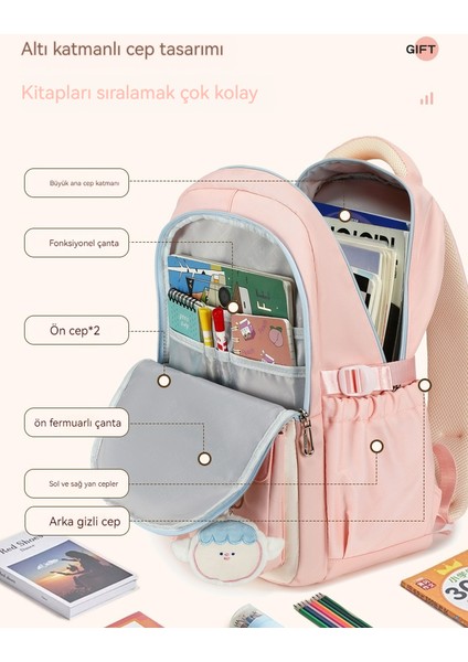 Bayan Lise Kolej Öğrencisi Renk Sişi Moda Büyük Kapasiteli Sırt Çantası Iki Parçalı Takım D521 (Yurt Dışından) fiyatları