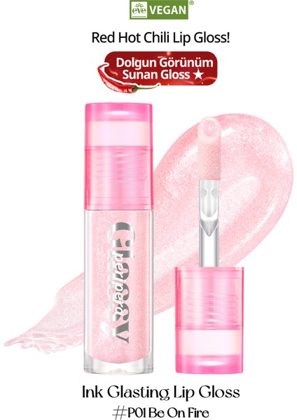 Dudaklara Dolgun Görünüm Sunan Simli Gloss PERIPERA Ink Glasting Lip Gloss (P01 Be On Fire)