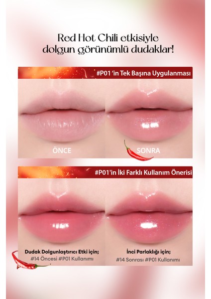 Dudaklara Dolgun Görünüm Sunan Simli Gloss PERIPERA Ink Glasting Lip Gloss (P01 Be On Fire)