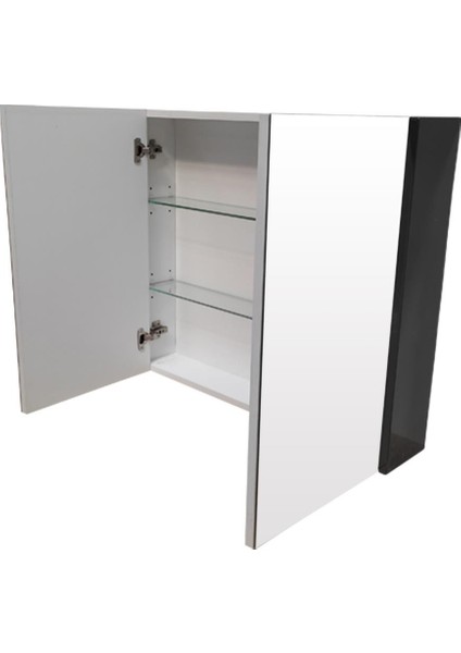 Lotus 80 cm Banyo Dolabı Seti Boy Dolaplı Lavabo Dahil Antrasit Çekmeceli Komple Mdf