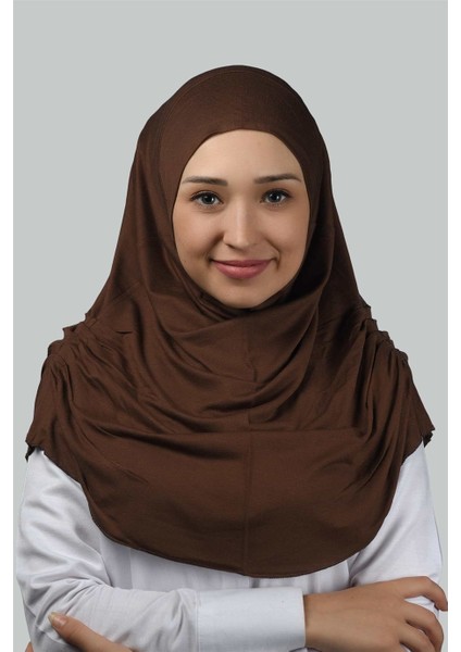 Hazır Türban Büzgülü Pileli Pratik Eşarp Tesettür Hijab - Namaz Örtüsü - Çikolata