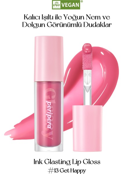 Dudaklara Dolgun ve Işıltılı Görünüm Sunan Gloss PERIPERA Ink Glasting Lip Gloss (13 Get Happy)