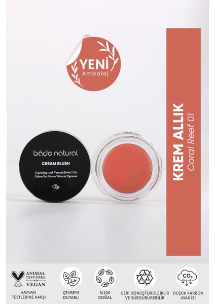 Bade Natural Krem Allık Coral Reef 01 %100 Doğal