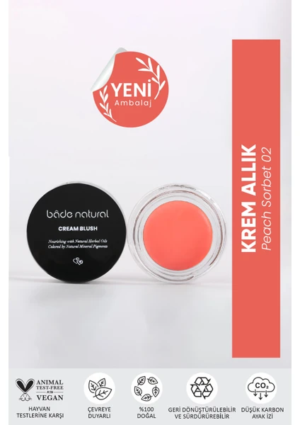 Bade Natural Krem Allık Peach Sorbet 02 %100 Doğal