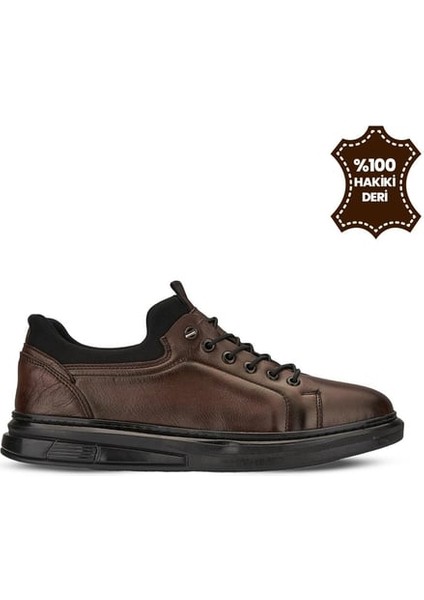 Erkek %100 Hakiki Deri Kahverengi Lastik Bağlı Comfort Casual fiyatları