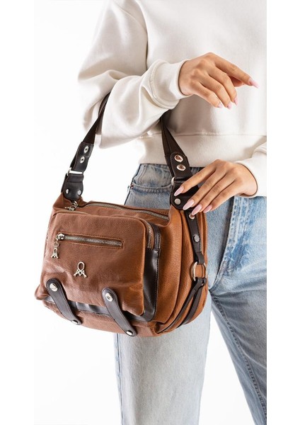 Kadın Postacı Çanta Çapraz Askılı Vegan Deri Omuz Çantası 32*22 cm Suni Deri Mega Bag
