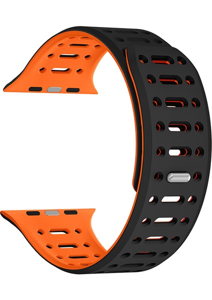 Watch 7 41MM Uyumlu KRD-124 Silikon Kordon Strap Kayış-Siyah-Turuncu