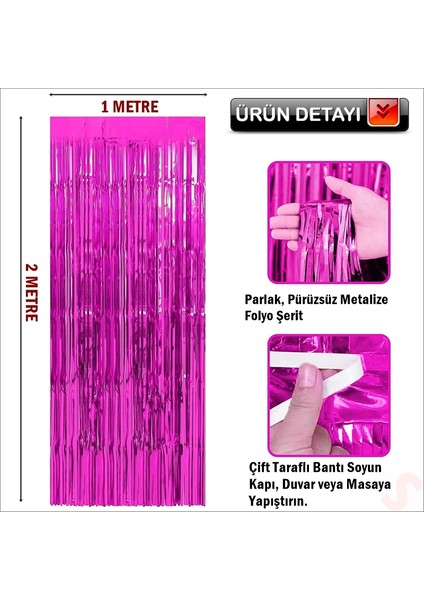 Kapı, Duvar ve Arka Fon Saçaklı Perde 1mt x 2mt - Fuşya