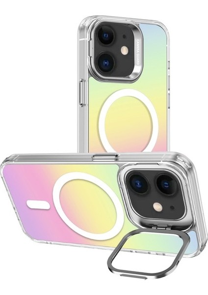 Apple iPhone 16 Pro Kılıf Renkli Standlı Magsafe Kapak - Rainbow (Yurt Dışından)