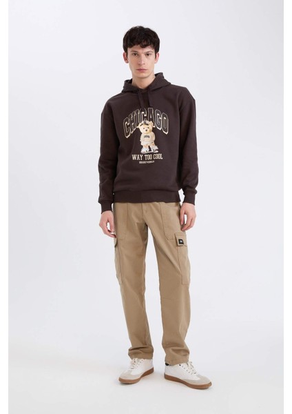 Boxy Fit Kapüşonlu Baskılı Sweatshirt D0853AX24AU