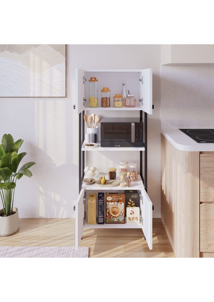 Ygdecor Mutfak Standı Kapaklı 4 Raflı Mikrodalga Fırın Rafı Çok Amaçlı Dolap Mutfak Rafı Mutfak Bangosu modelleri