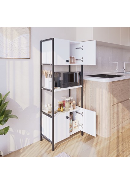 Ygdecor Mutfak Standı Kapaklı 4 Raflı Mikrodalga Fırın Rafı Çok Amaçlı Dolap Mutfak Rafı Mutfak Bangosu fırsatları
