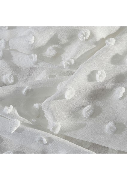 Keten Ponponlu Ekru 1 x 3 Sık Pile Tül Perde modelleri