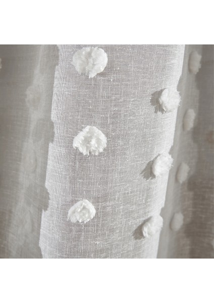 Keten Ponponlu Ekru 1 x 3 Sık Pile Tül Perde indirimleri