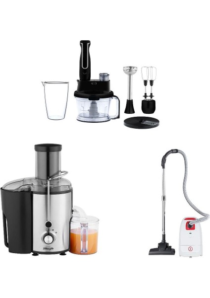 T20 B Süpürge + Enerjik Katı Meyve Sıkacağı + Nano Cut S Multi Blender Seti