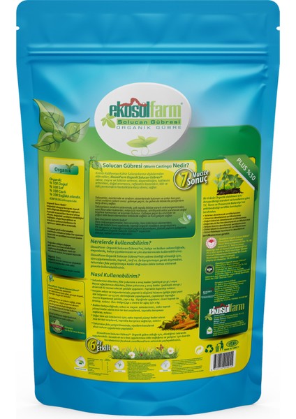 Solucan Gübresi 1,5 kg + Ekosolfarm Sıvı Solucan Gübresi 500 ml