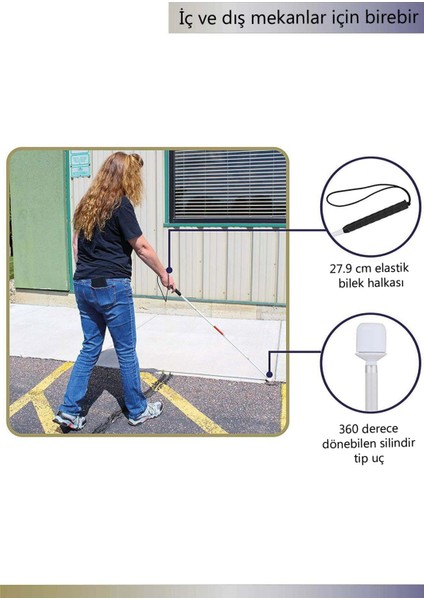 Görme Engelliler Için Beyaz Baston - 120 cm - 5 Parçalı