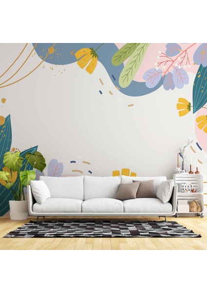 Renkli Yapay Çiçek Desenli