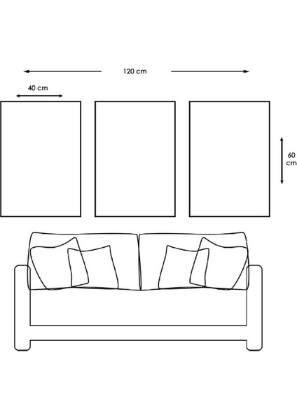 Kolaj Çizim 3'lü Kanvas Tablo