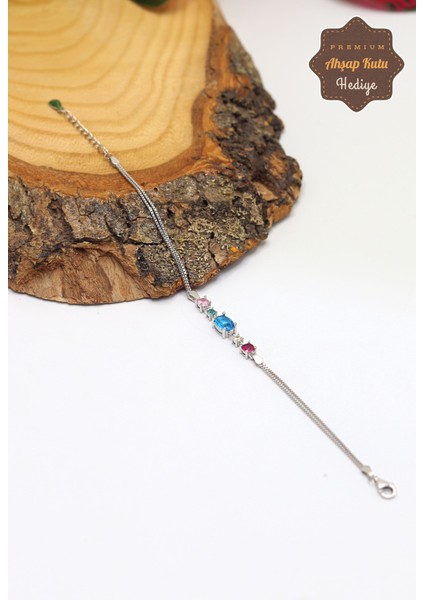 Akuamarin ve Sıra Taşlı 925 Ayar Gümüş Kadın Bileklik 201023530 indirimleri