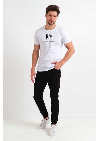 Erkek Beli ve Paçası Lastikli Kargo Cepli Keten Jogger Pantolon fırsatları